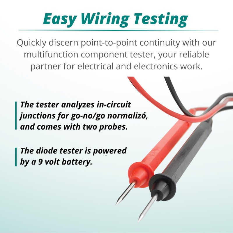 Excelta Pocket Transistor & Diode Tester, Continuity Check, Made in USA (9V Battery Not Included), Professional - Image 3
